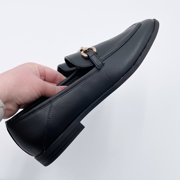 LOFT Horsebit Loafers Black Faux Leather Gold Hardware Shoes Women's Size 8.5 - Picture 11 of 11
